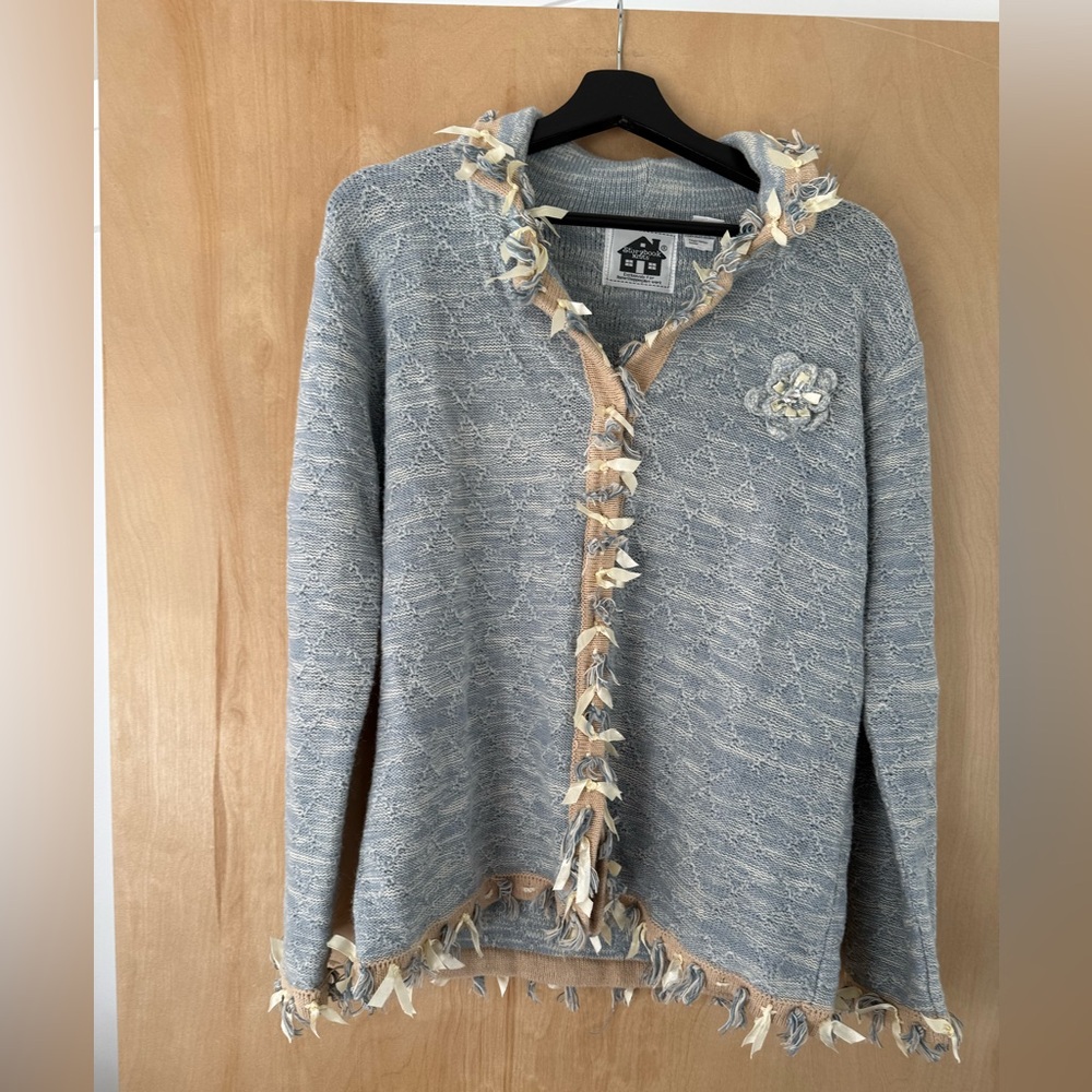 Storybook Knits Gray and Tan Cardigan
